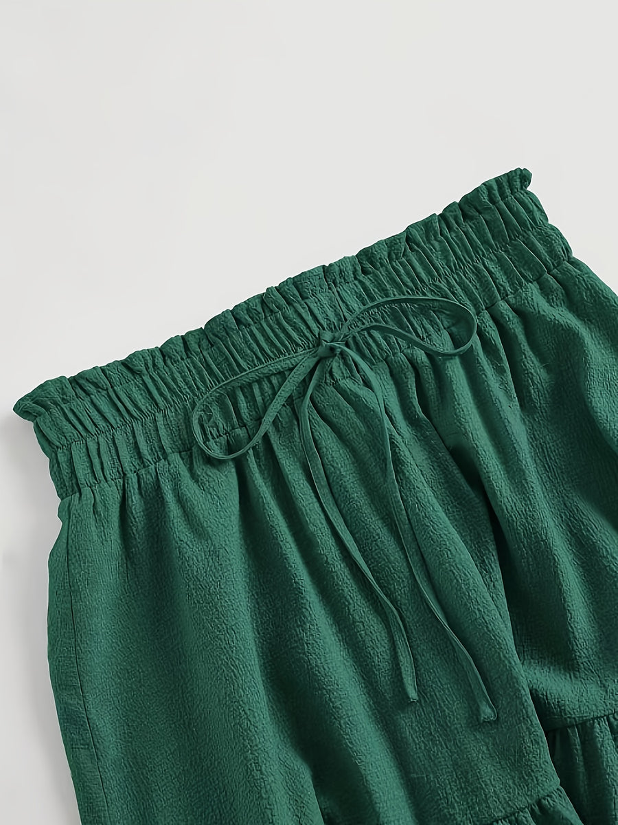 Elegant Special Women's Minimalist Solid Color Layered Skirt - Green