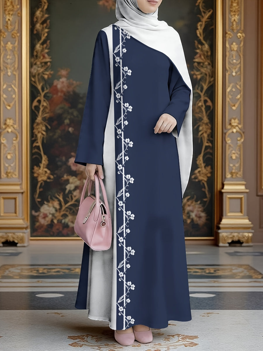 New Middle Eastern Style Muslim Elegant Robe, Featuring Middle Eastern Ethnic Print And Long Dress Design, Suitable for Eid Al-Fitr And Eid Al-Adha, This Loose, Comfortable, And Breathable Long Sleeve Dress Is Perfect for Commuting And Vacation - Mixed colors