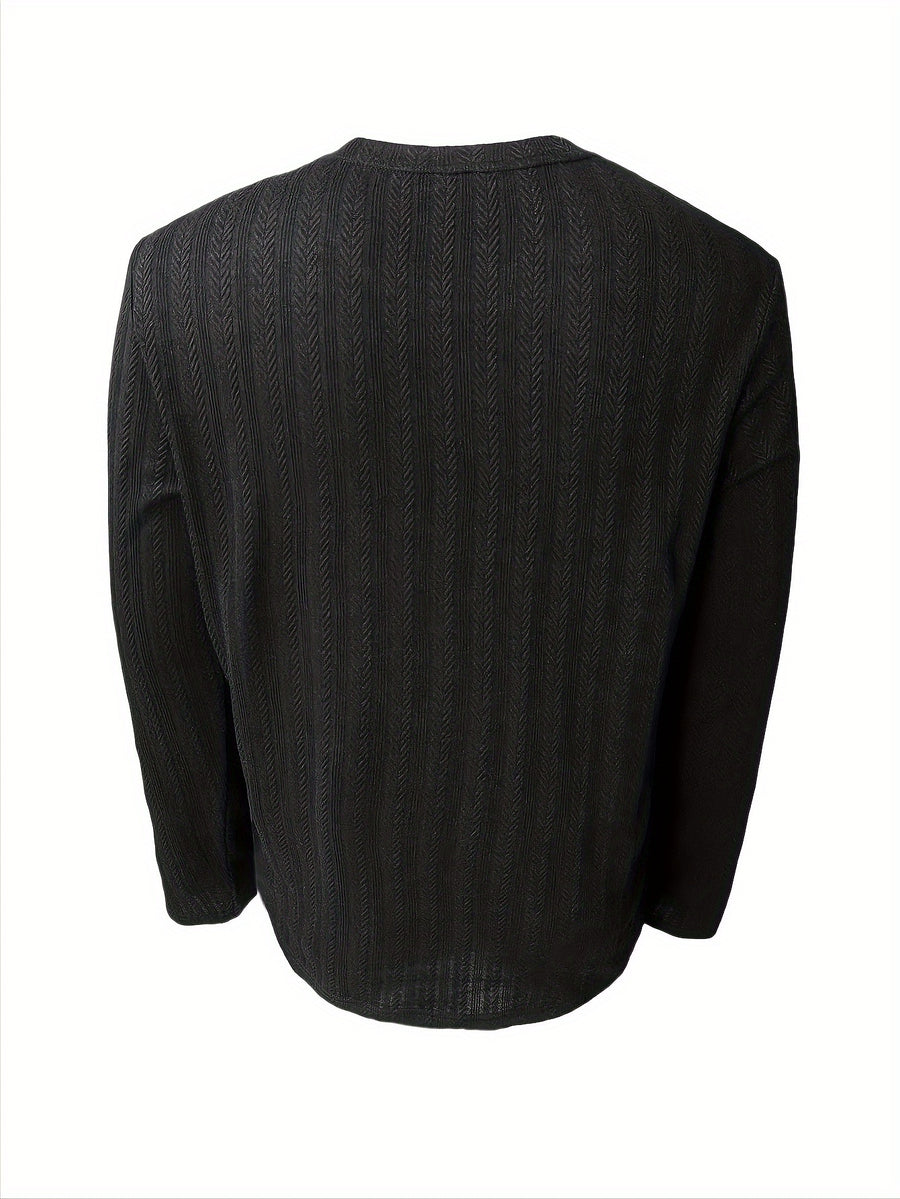 Men's Slim-Fit Long Sleeve T-Shirt - Casual & Stylish, Perfect for Fall/Winter, Machine Washable - Black