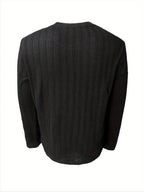 Men's Slim-Fit Long Sleeve T-Shirt - Casual & Stylish, Perfect for Fall/Winter, Machine Washable - Black