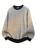 2026 Spring/Autumn New American Style Men's Colorblock Round Neck Sweatshirt, Loose Fit Trendy Versatile Couple's Matching Top Outerwear - Black