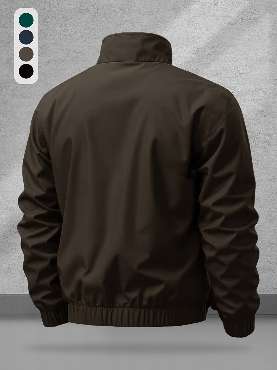 Men'S Sports Casual Jacket with a Contrasting Zipper Design And Print Details, Model JK5653 - Coffee Color