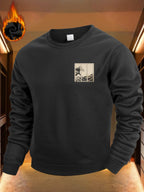 Vintage Japanese Art Style, Men'S Crewneck Sweatshirt, Classic Wave Triptych Print, Soft Fleece Lined Fabric, Casual Daily Wear Or Office Commute, Birthday Gift for Him Or Boyfriend - Black