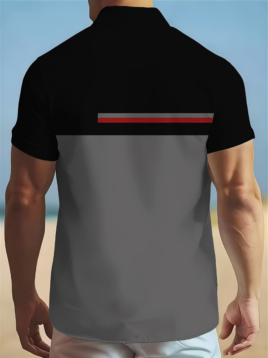 Fashionable and Minimalist Men's Shirt, 3D Printed Men's Summer New Short-Sleeve Shirt - Lead Color
