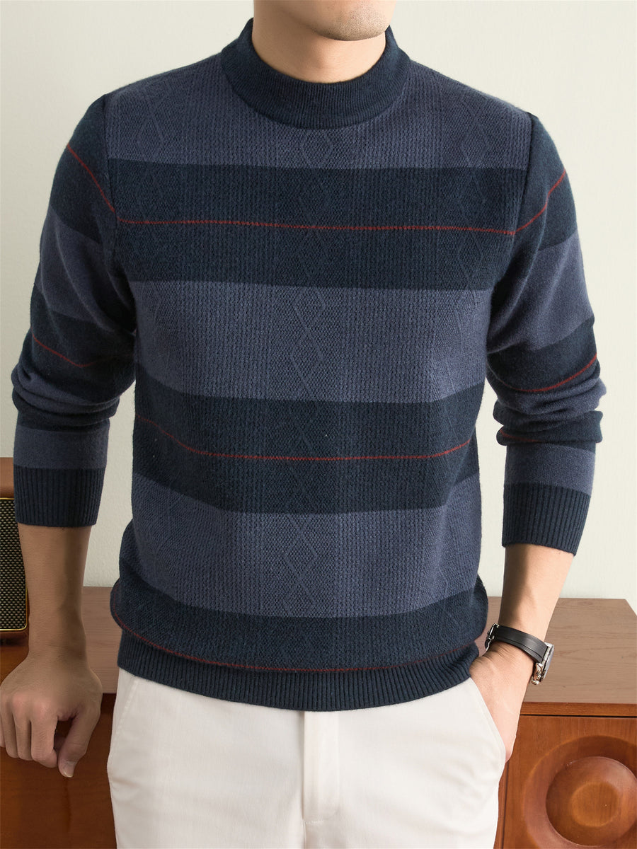 Men's Solid Color Knit Sweater - Warm Winter Crewneck Pullover, Basic Long-Sleeve Sweater Suitable for Fall/Winter, Casual Round Neck Sweater for Office & Casual Attire, Hand Washable Solid Color Knitwear - Shangqing
