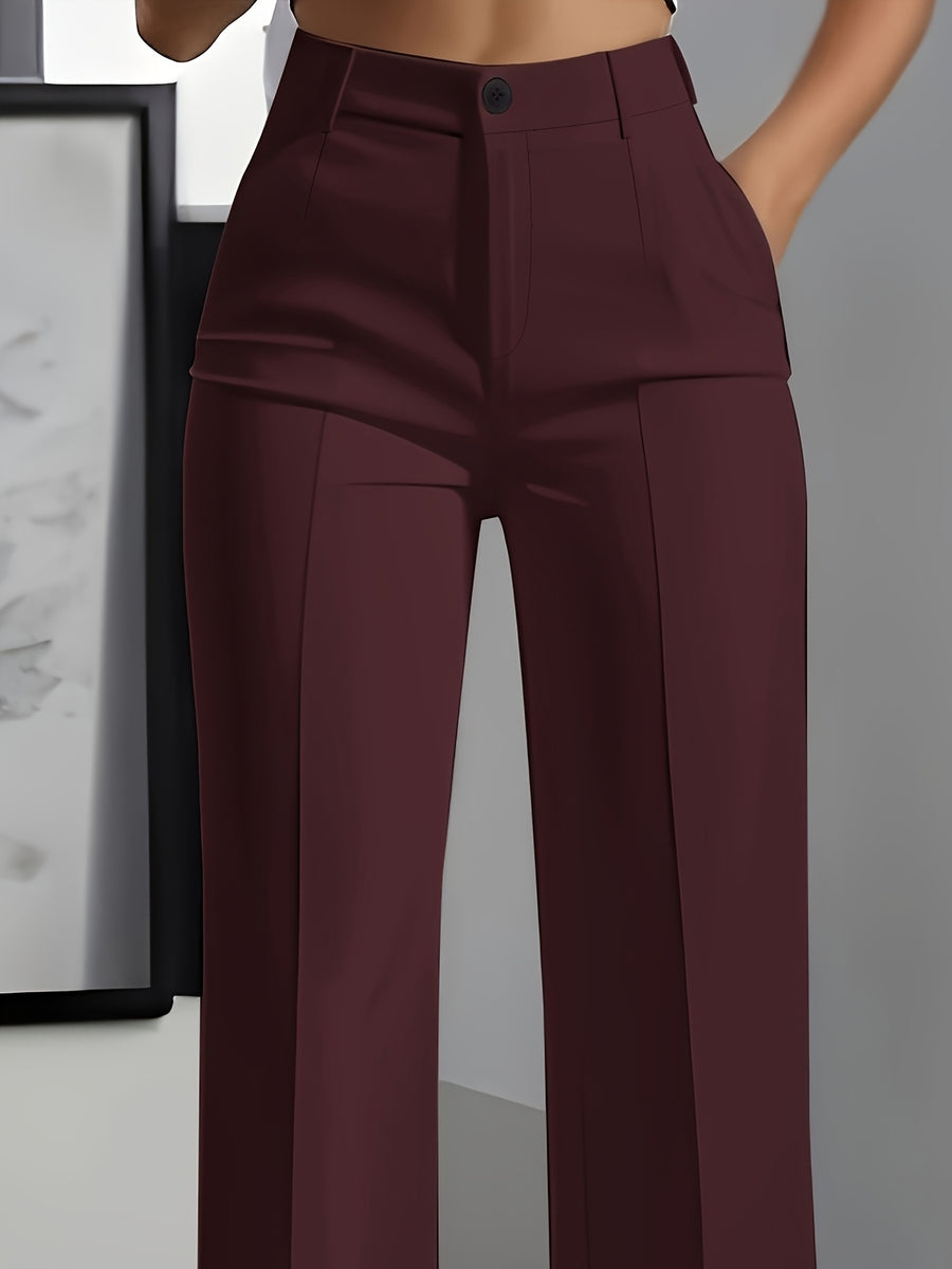 Elegant Special + Women'S Solid Color Easy Trousers - Red