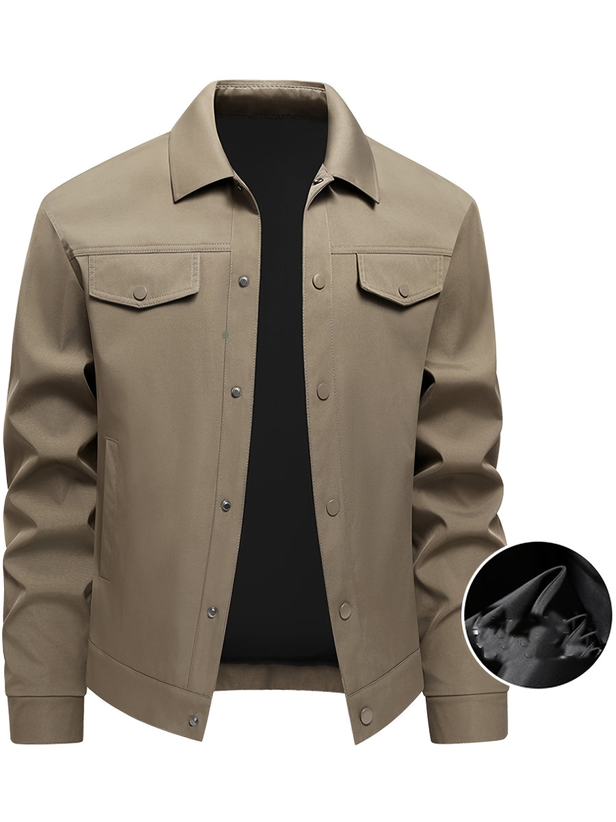 Men's Fashionable Casual Versatile Jacket, Outdoor Sports Lapel Outerwear - Green 2512