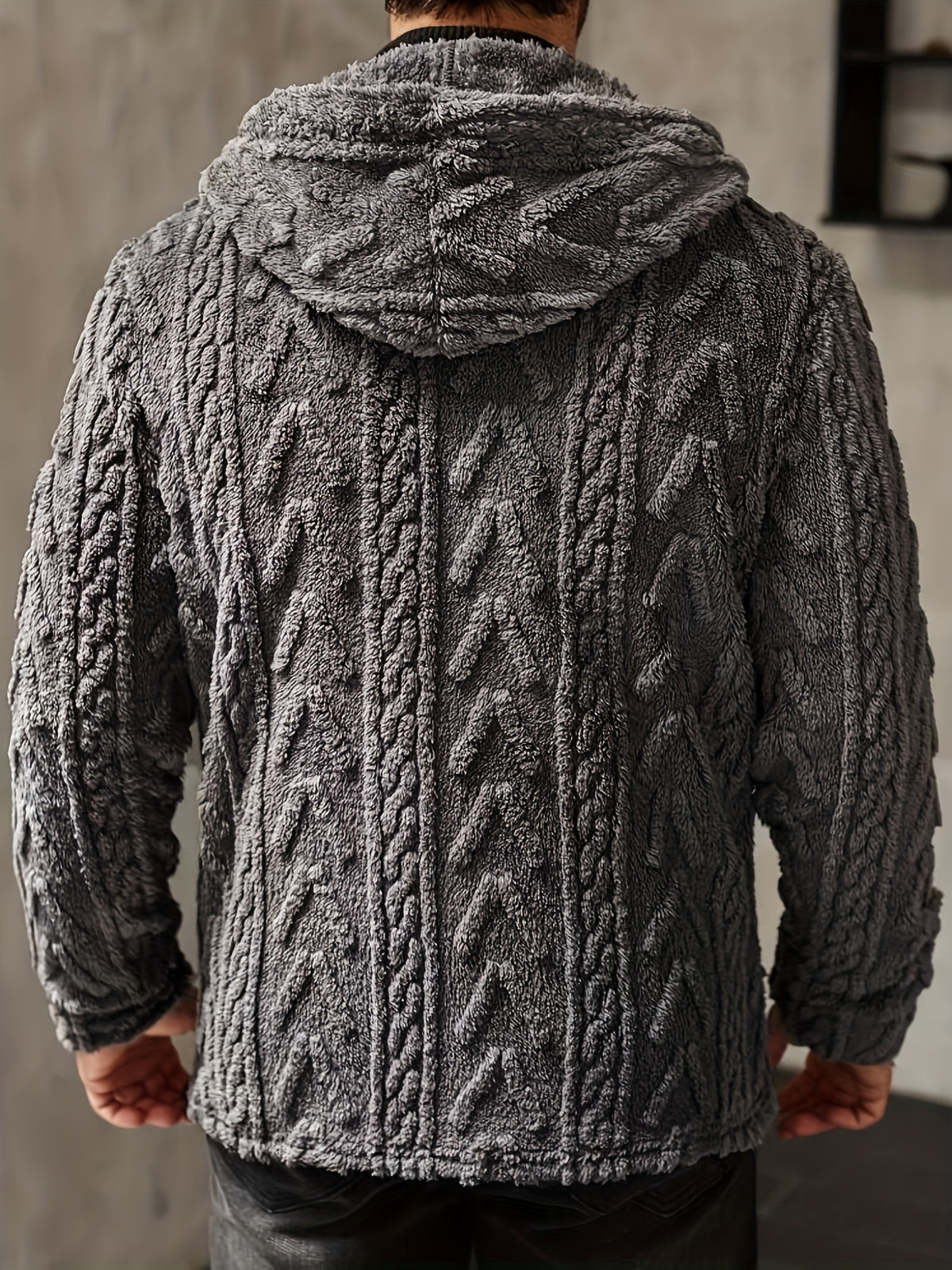 Men'S Casual Solid Color Hooded Jacket, Suitable for Autumn/Winter Outings, Men'S Plush Cardigan Men'S Snow Parka Hooded Cardigan Men'S Teddy Fleece Cardigan - Dark Gray