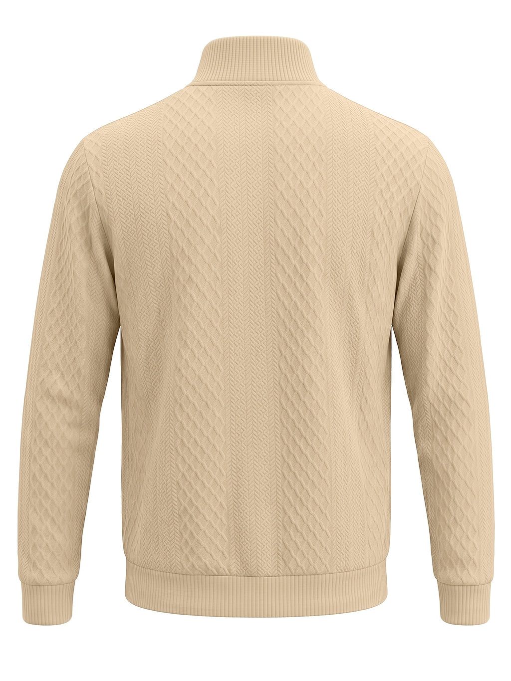 BOWZ Men's Fashion Henley Shirt, Solid Color Half-Zip Knit Top, Autumn/Winter Casual Long-Sleeve T-Shirt, Stylish and Versatile, Warm and Breathable, Suitable for Outdoor Sports and Daily Wear, Random Fabric Texture - Light Khaki