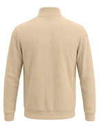 BOWZ Men's Fashion Henley Shirt, Solid Color Half-Zip Knit Top, Autumn/Winter Casual Long-Sleeve T-Shirt, Stylish and Versatile, Warm and Breathable, Suitable for Outdoor Sports and Daily Wear, Random Fabric Texture - Light Khaki