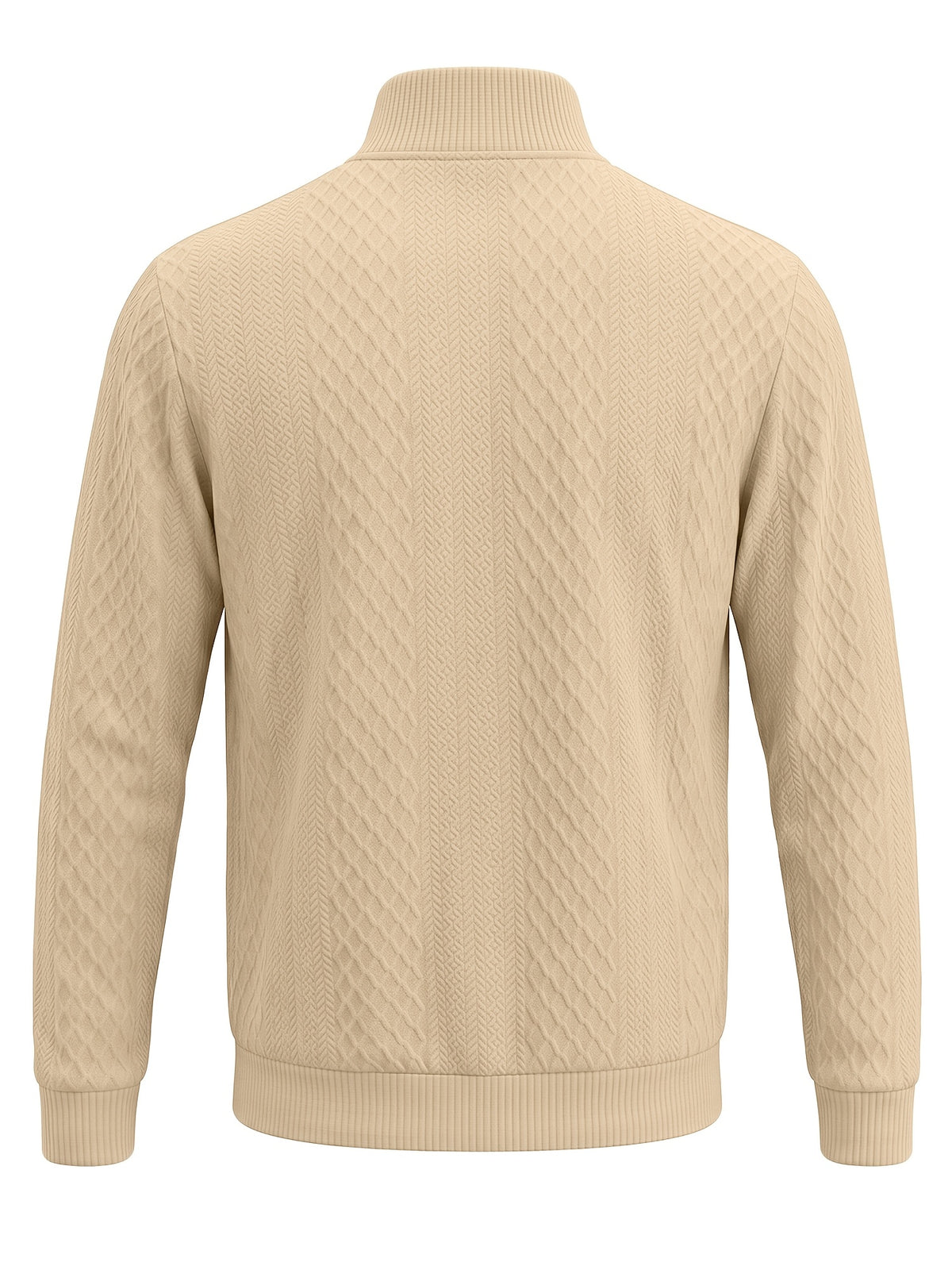 BOWZ Men's Fashion Henley Shirt, Solid Color Half-Zip Knit Top, Autumn/Winter Casual Long-Sleeve T-Shirt, Stylish and Versatile, Warm and Breathable, Suitable for Outdoor Sports and Daily Wear, Random Fabric Texture - Light Khaki