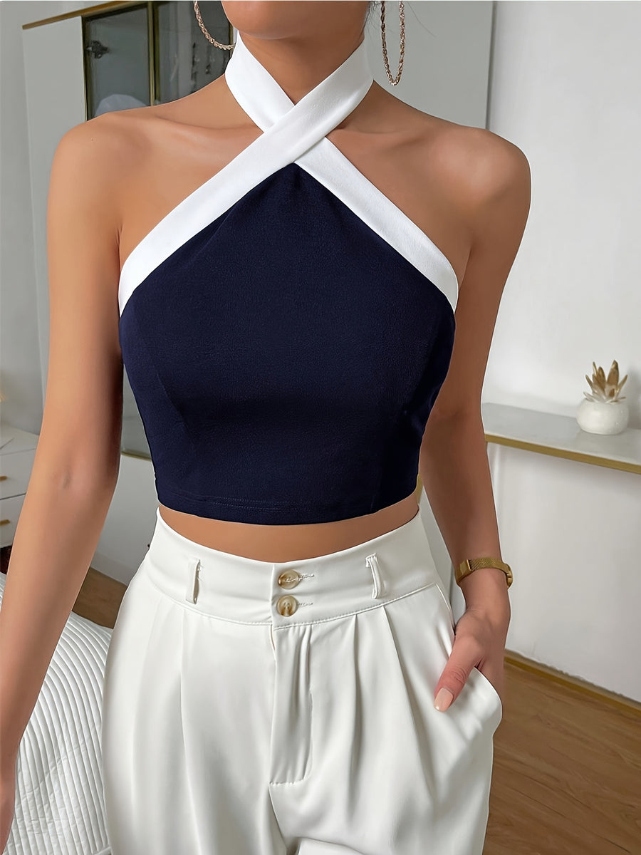 A Solid Color Sleeveless Fitted Top for Women, Perfect for Casual Outings, Dates, And Vacations - Blue
