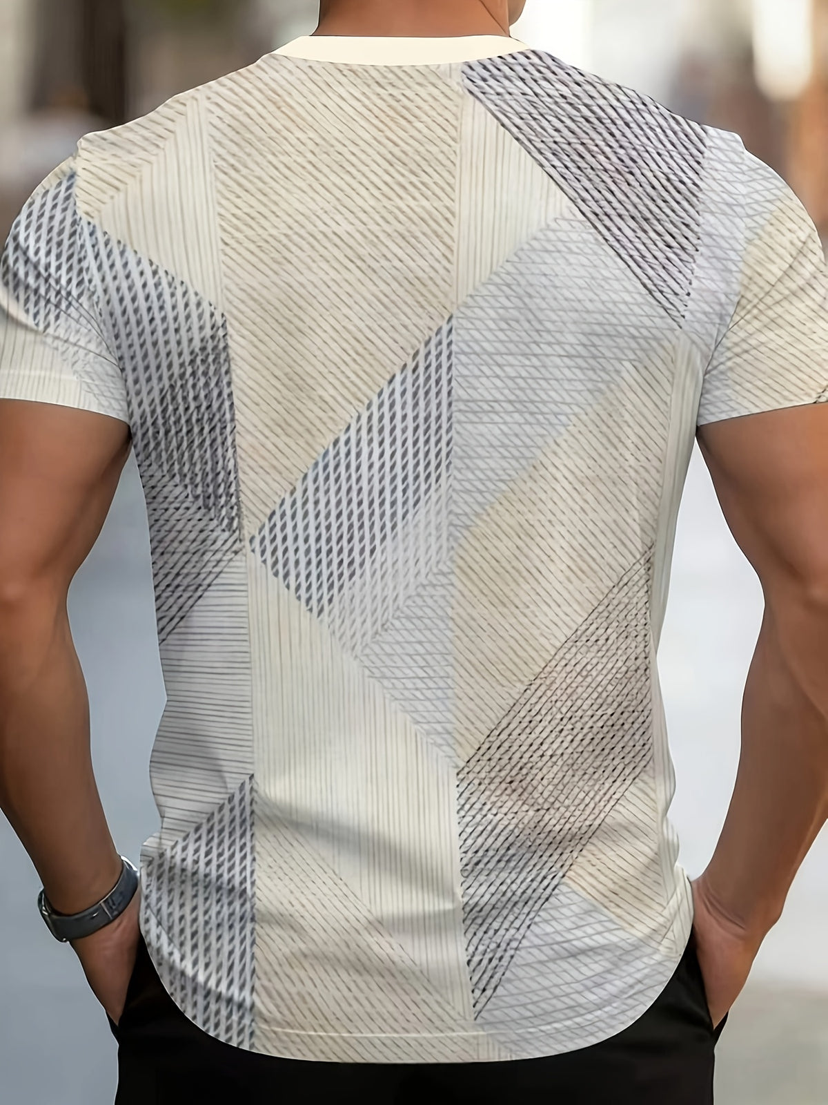 [Printed Design – Not Textured] Men's Fashion Printed Short-Sleeve T-Shirt, Casual Crew Neck, Polyester Fiber, Summer Outdoor Essential, Regular Fit - Mixed colors