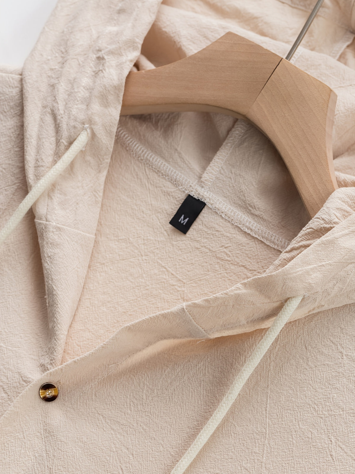 Men'S Fashion Hoodie Linen Long Sleeve Hooded Top Shirt Henley Shirt Linen Texture Hooded Henley Long Sleeve Shirt Men'S Half Button Wooden Button Drawstring Hoodie Vacation Style Loose Roll-Up Sleeve Casual Top - Khaki