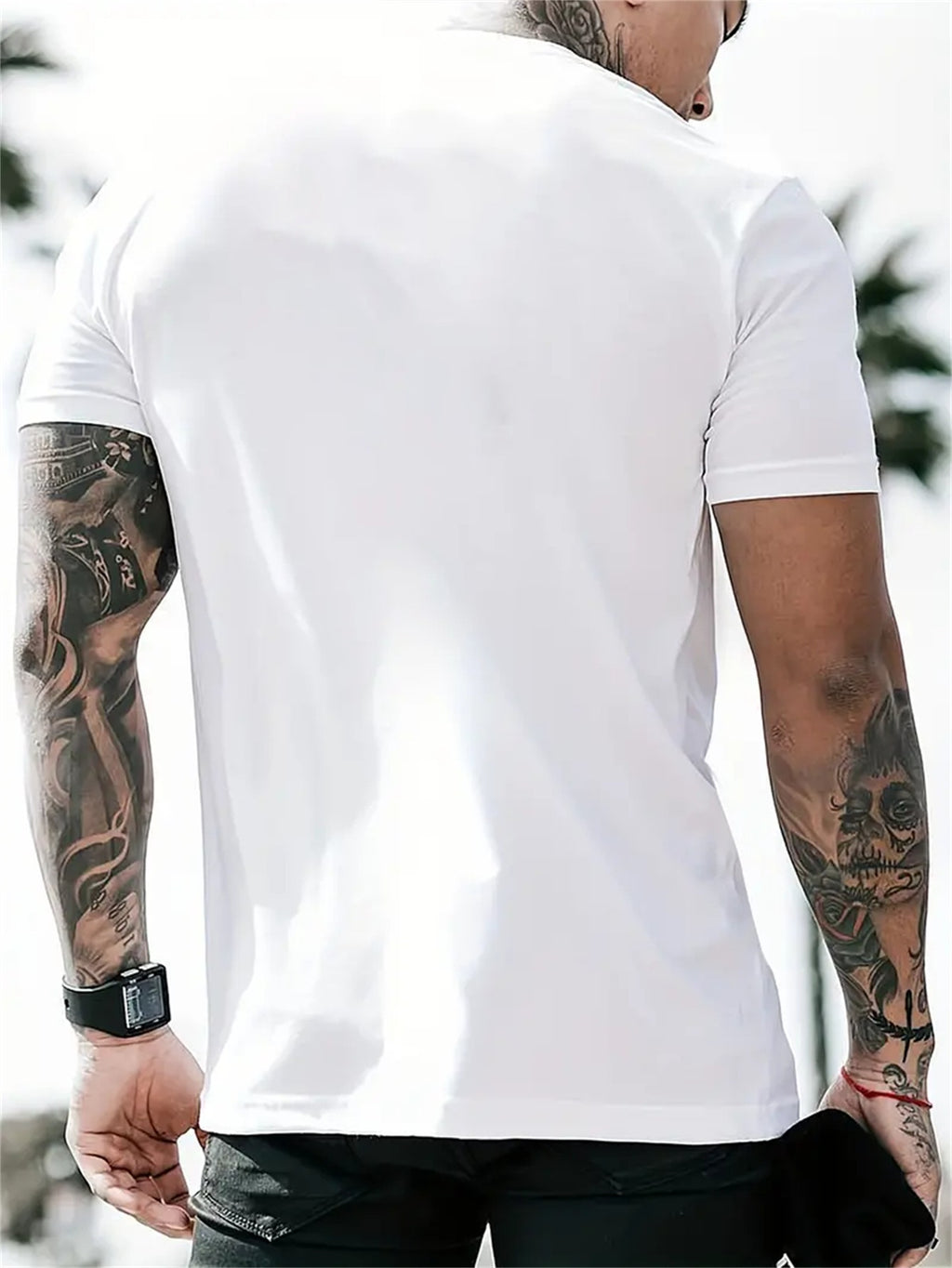 Warner Licensed DC Distressed Bat Symbol Embedded Gotham City Silhouette Print Loose Round Neck Short Sleeve T-Shirt - White