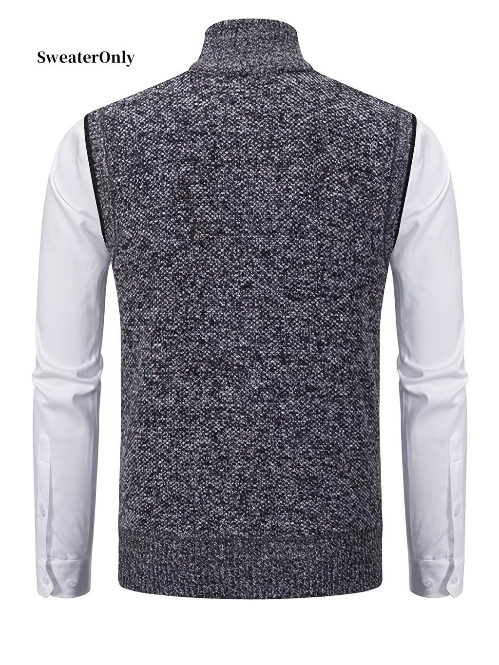 Men'S Knitted Zipper Cardigan Vest Sweater with Pockets - Grey