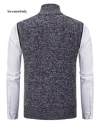 Men'S Knitted Zipper Cardigan Vest Sweater with Pockets - Grey