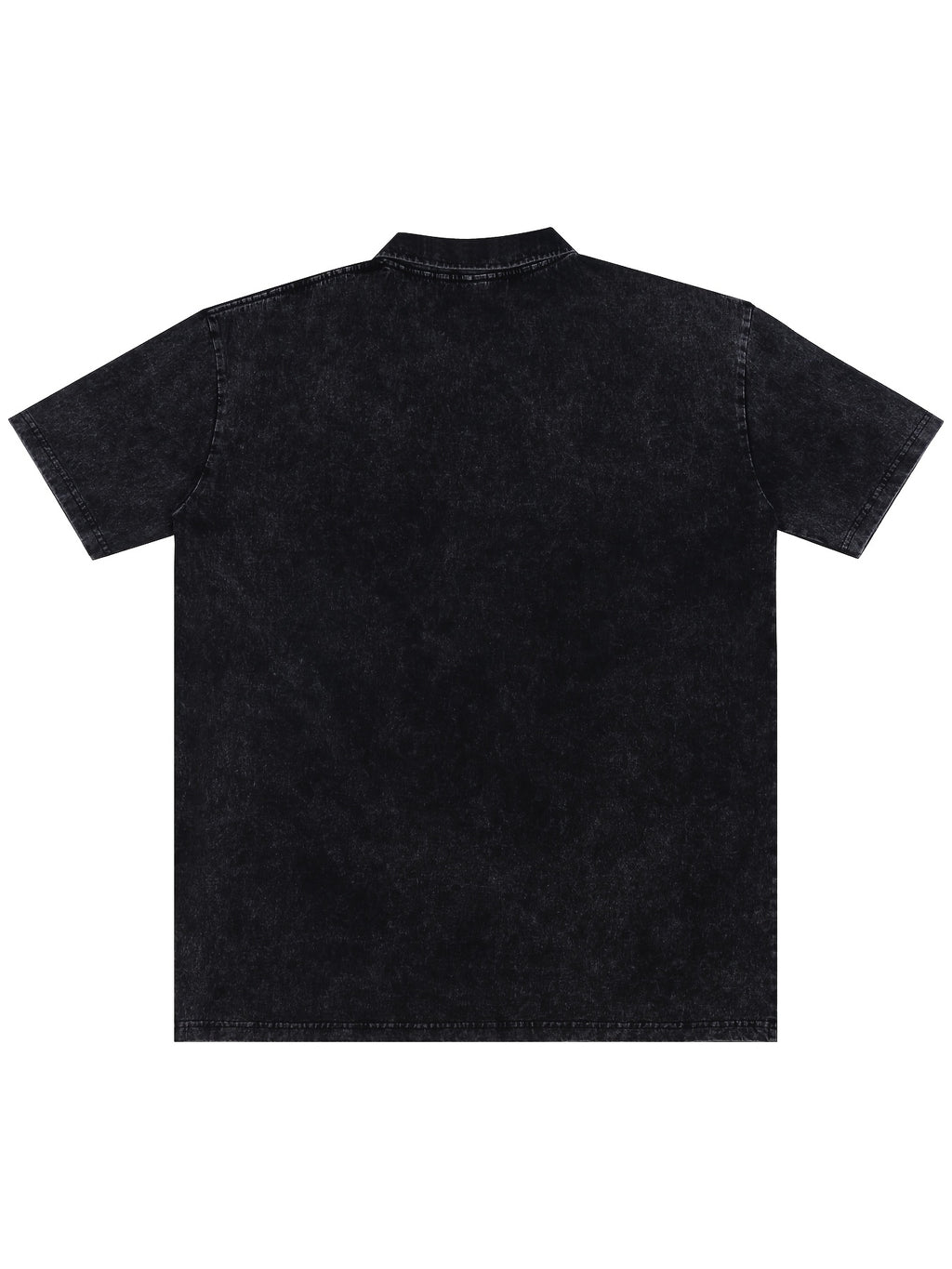 New American Hip-Hop Punk Style Washed Black Short Sleeve Lapel Loose Polo T-Shirt for Men And Women - Retro Distressed Design, Lightweight And Breathable Fabric, Streetwear Trendy Loose Polo Top, Suitable for Casual Wear And Outdoor Activities - Black