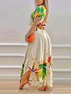 New European And American Style Fashion Positioning Print Skirt Suit - Green