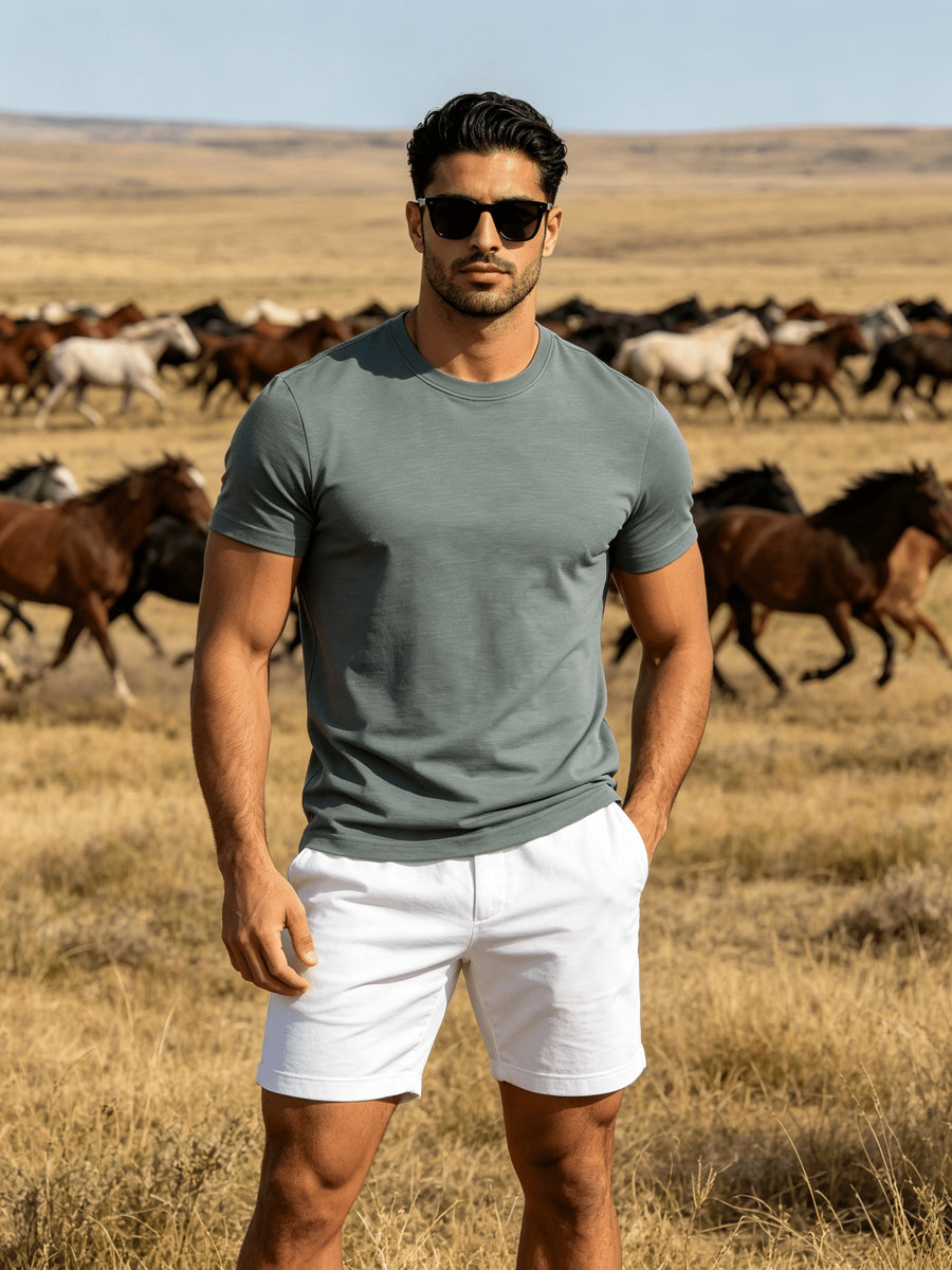 Fashion Athletic Men'S T-Shirt, Spring Summer New Style, Casual Versatile, Comfortable Breathable Lightweight, Trendy Slim Fit, Soft Skin-Friendly Fabric, Individual Premium - Grey