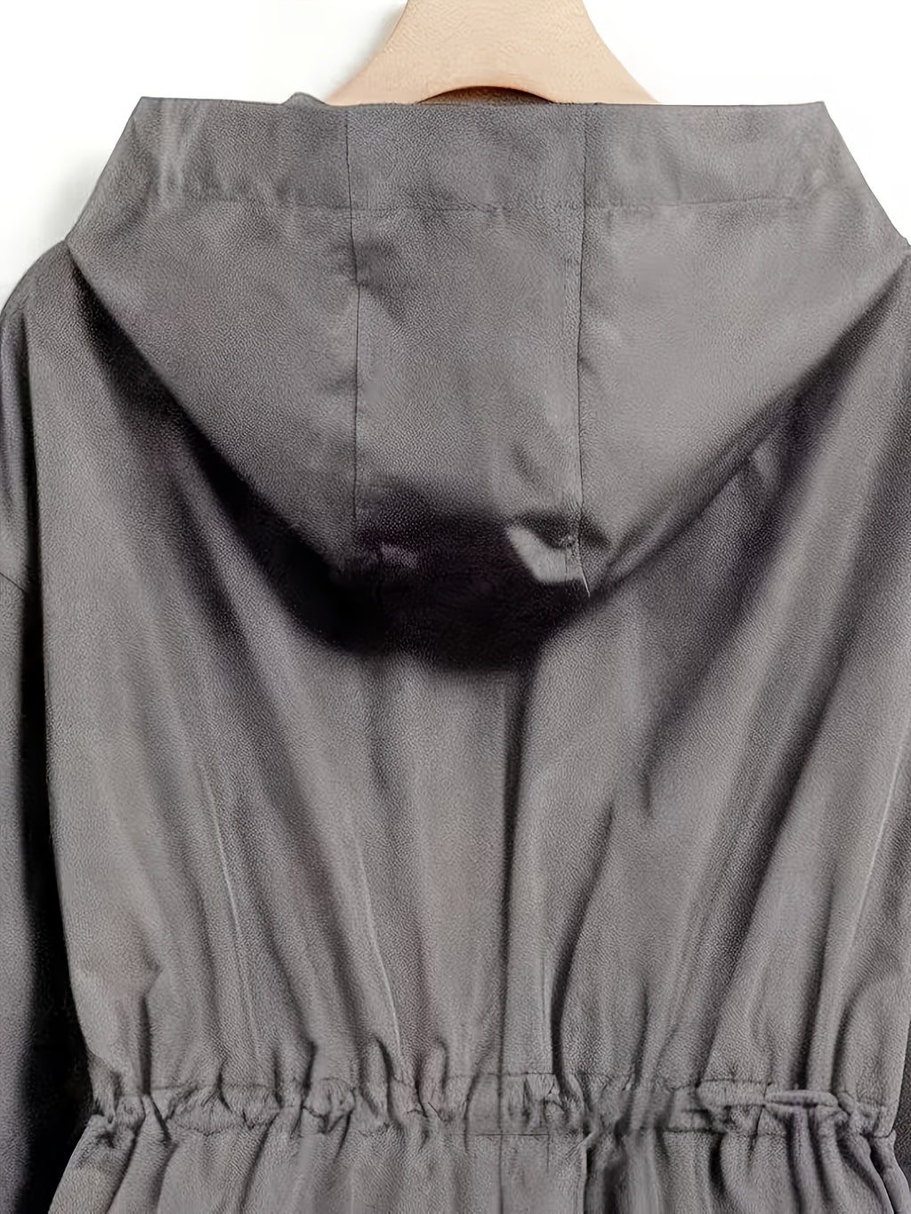 Plus Size, Women's Plus Size Long Hooded Trench Coat - Grey