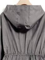 Plus Size, Women's Plus Size Long Hooded Trench Coat - Grey