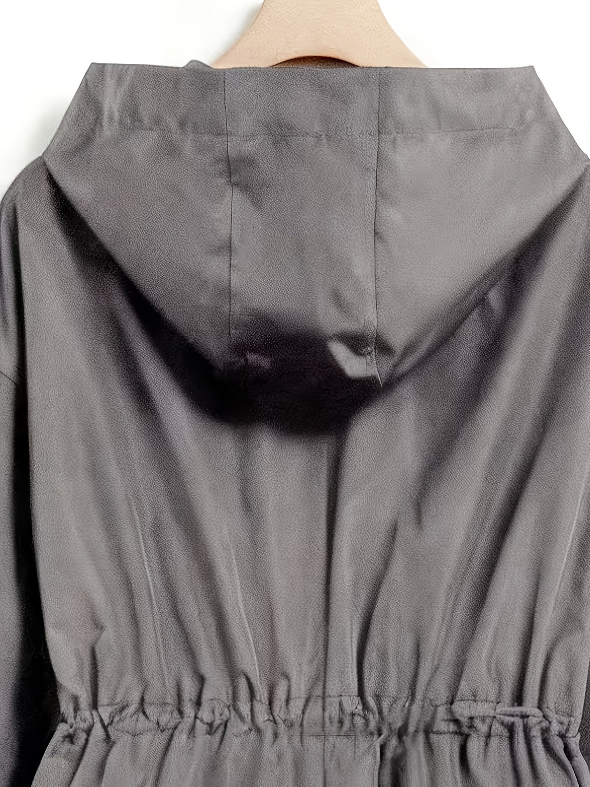 Plus Size, Women's Plus Size Long Hooded Trench Coat - Grey