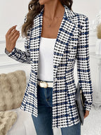 Elegant Women'S Plaid Blazer, Versatile Long-Sleeve Suit Jacket for Daily Wear, Classic Checkered Commuting Jacket, Autumn Women'S Suit Coat, Women'S Suit Jacket, Plaid Suit Coat, Houndstooth Suit Jacket, Office Suit Jacket - Mixed colors