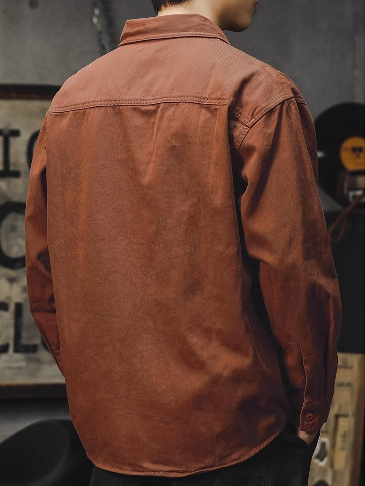 Men'S Cargo Shirt Spring Autumn Long Sleeve Top Vintage Workwear Style Multi-Pocket American Casual Top Outerwear, New Season - Rust