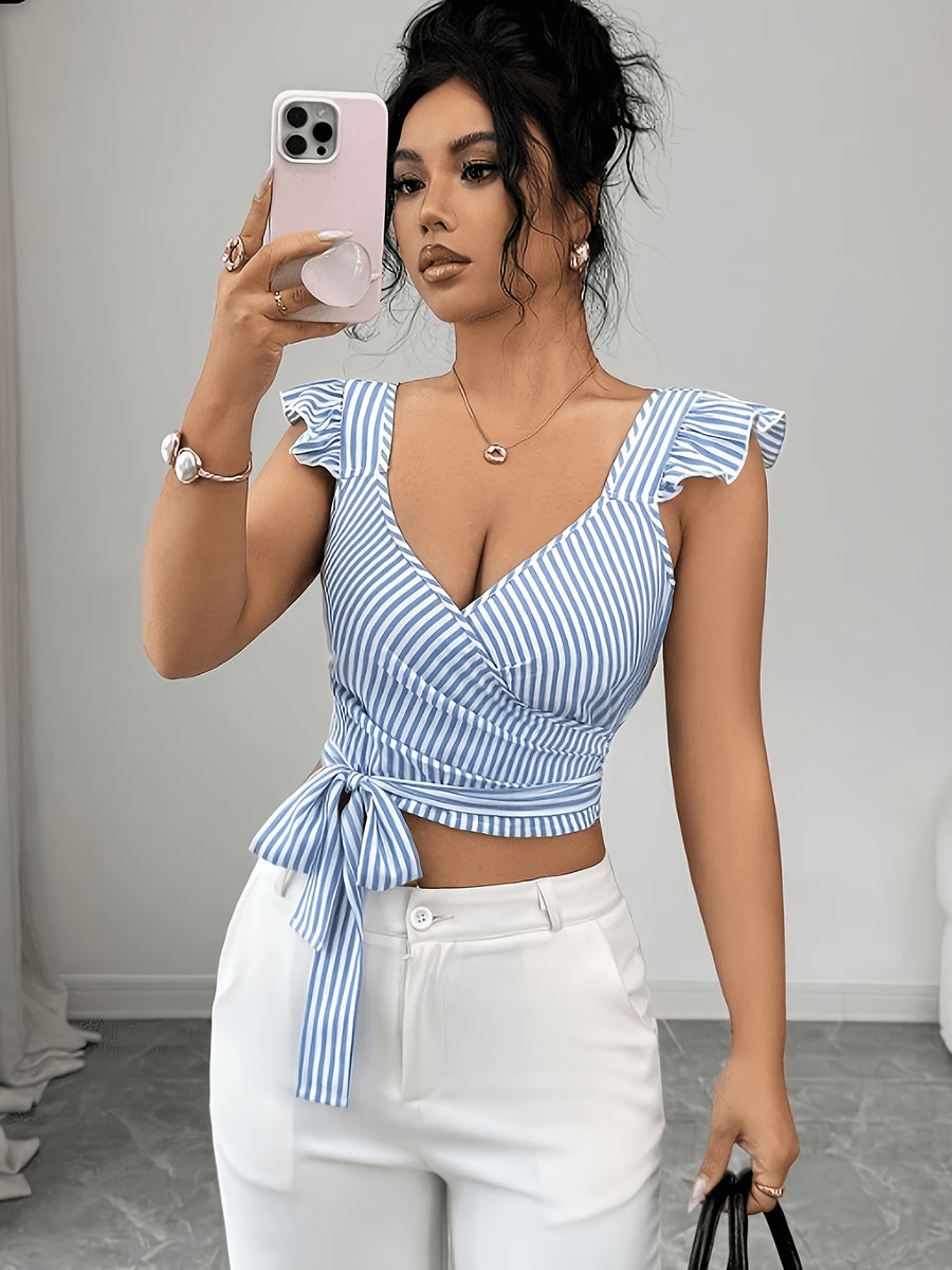 Elegant Women's Striped Summer Tank Top Shirt - Mixed colors