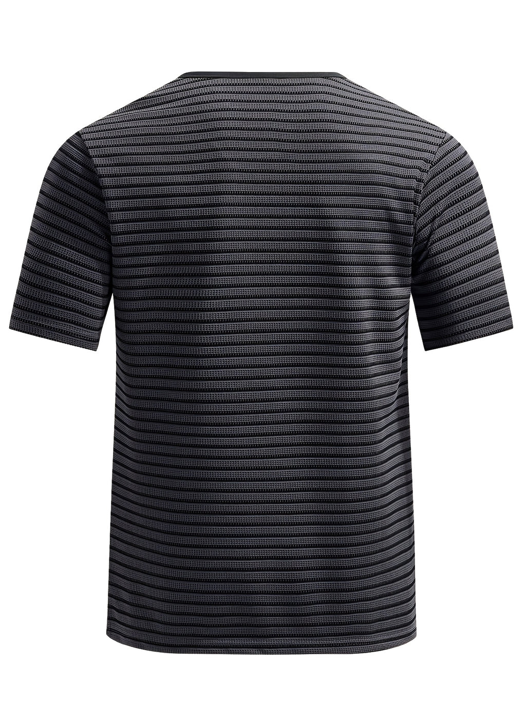Men's Summer Short-Sleeve Color-Block Striped T-Shirt - Dark Gray