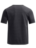 Men's Summer Short-Sleeve Color-Block Striped T-Shirt - Dark Gray