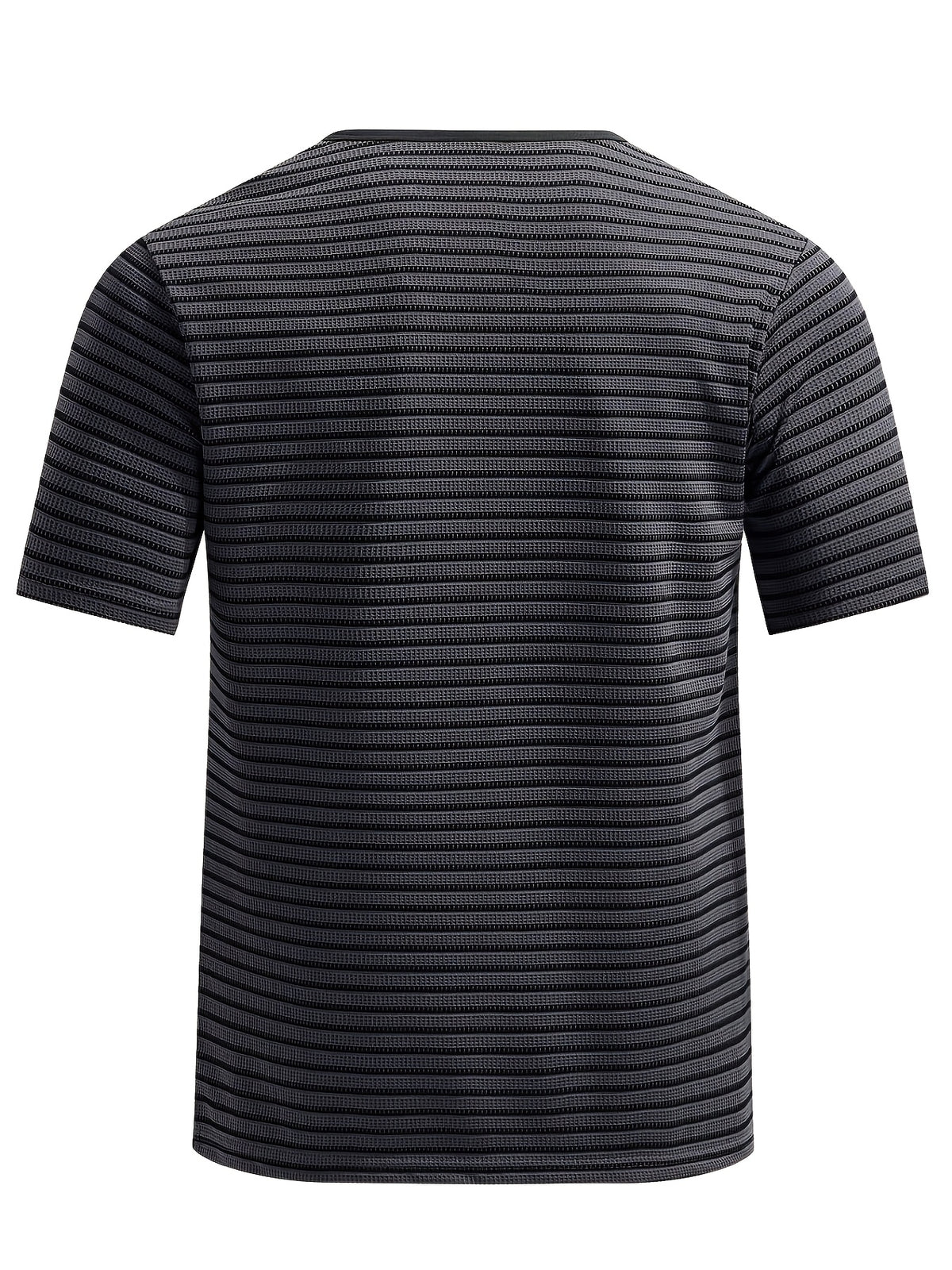 Men's Summer Short-Sleeve Color-Block Striped T-Shirt - Dark Gray