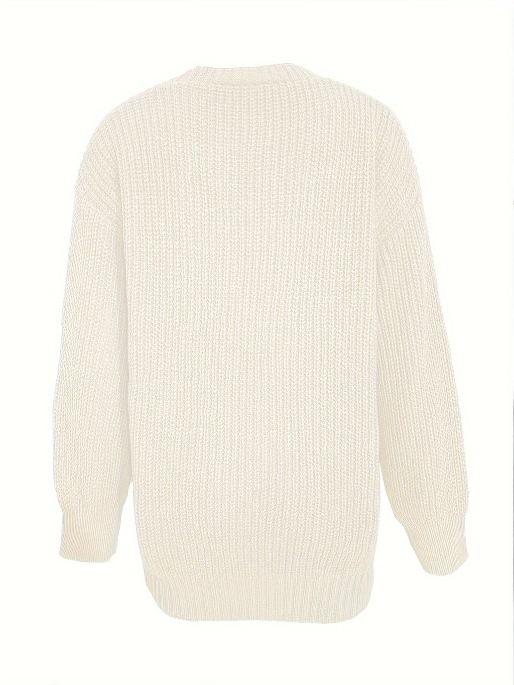 Casual V-Neck Single-Button Sweater Women'S Autumn Winter Cardigan - Off-white