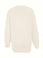 Casual V-Neck Single-Button Sweater Women'S Autumn Winter Cardigan - Off-white