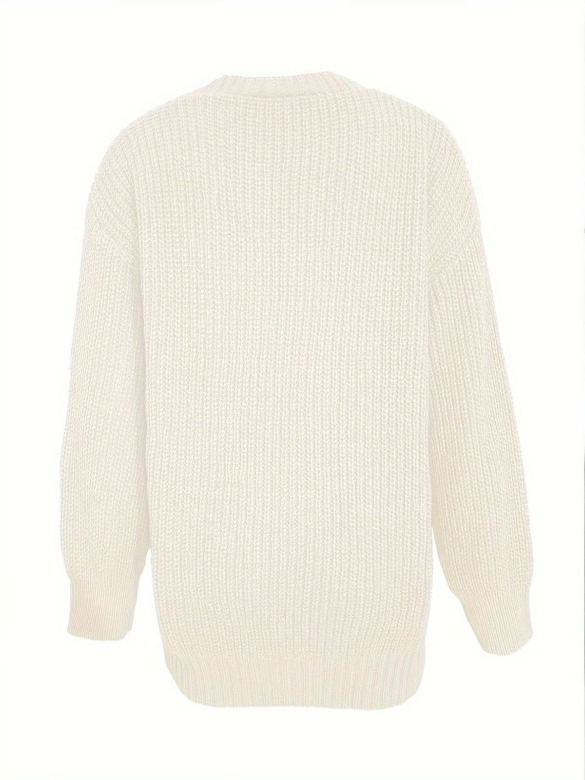 Casual V-Neck Single-Button Sweater Women'S Autumn Winter Cardigan - Off-white