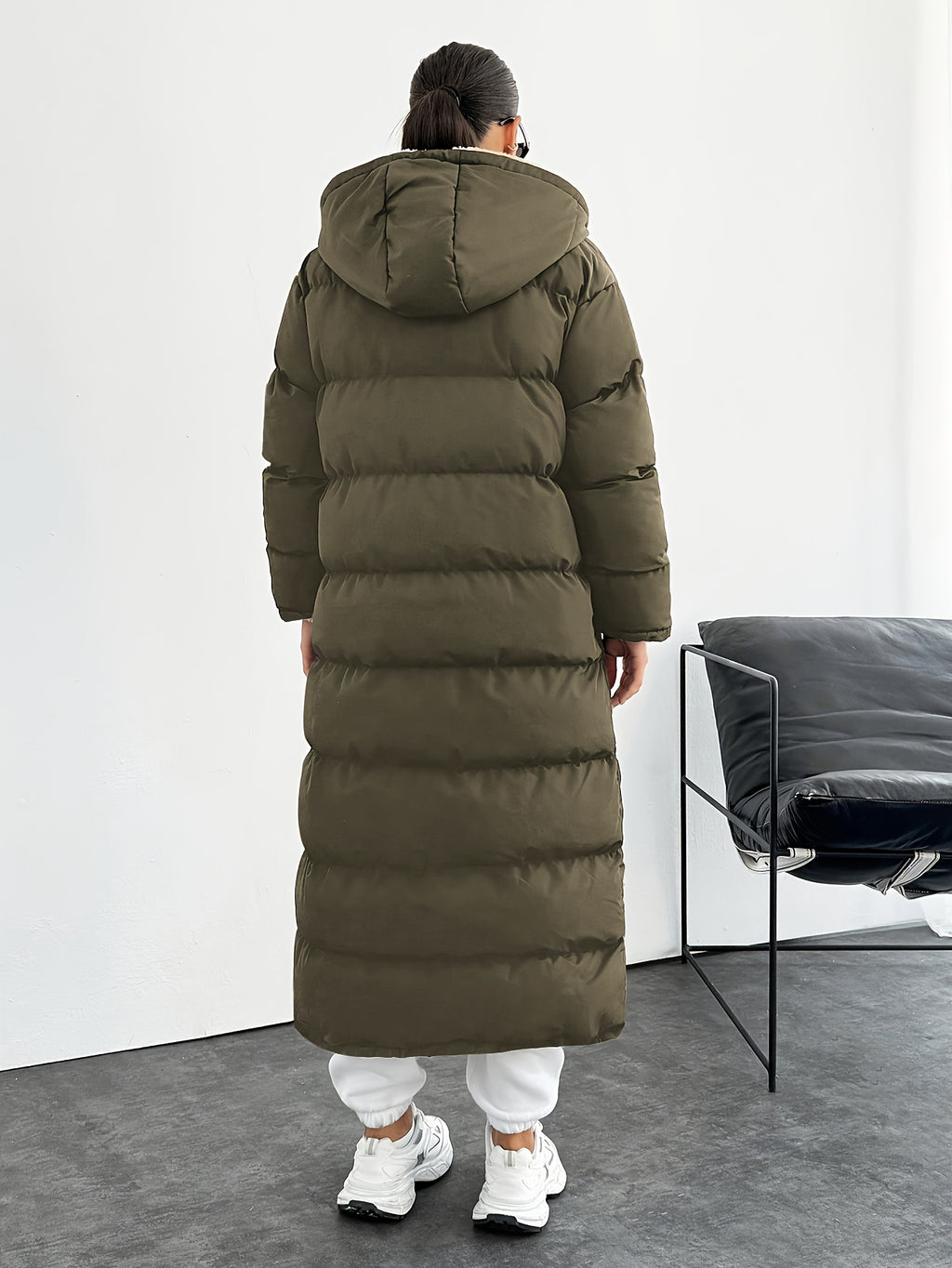 Fashionable and Elegant Thick Coat - Olive Green