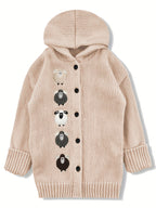 Winter Women's Elegant Hooded Oversized Outerwear Jacket, Multi-Color Little Lamb, Chunky, Soft, Thick, Beautiful, Stylish, Comfortable, Casual, Vintage, Commuting Cardigan, Gift - Wheat-colored