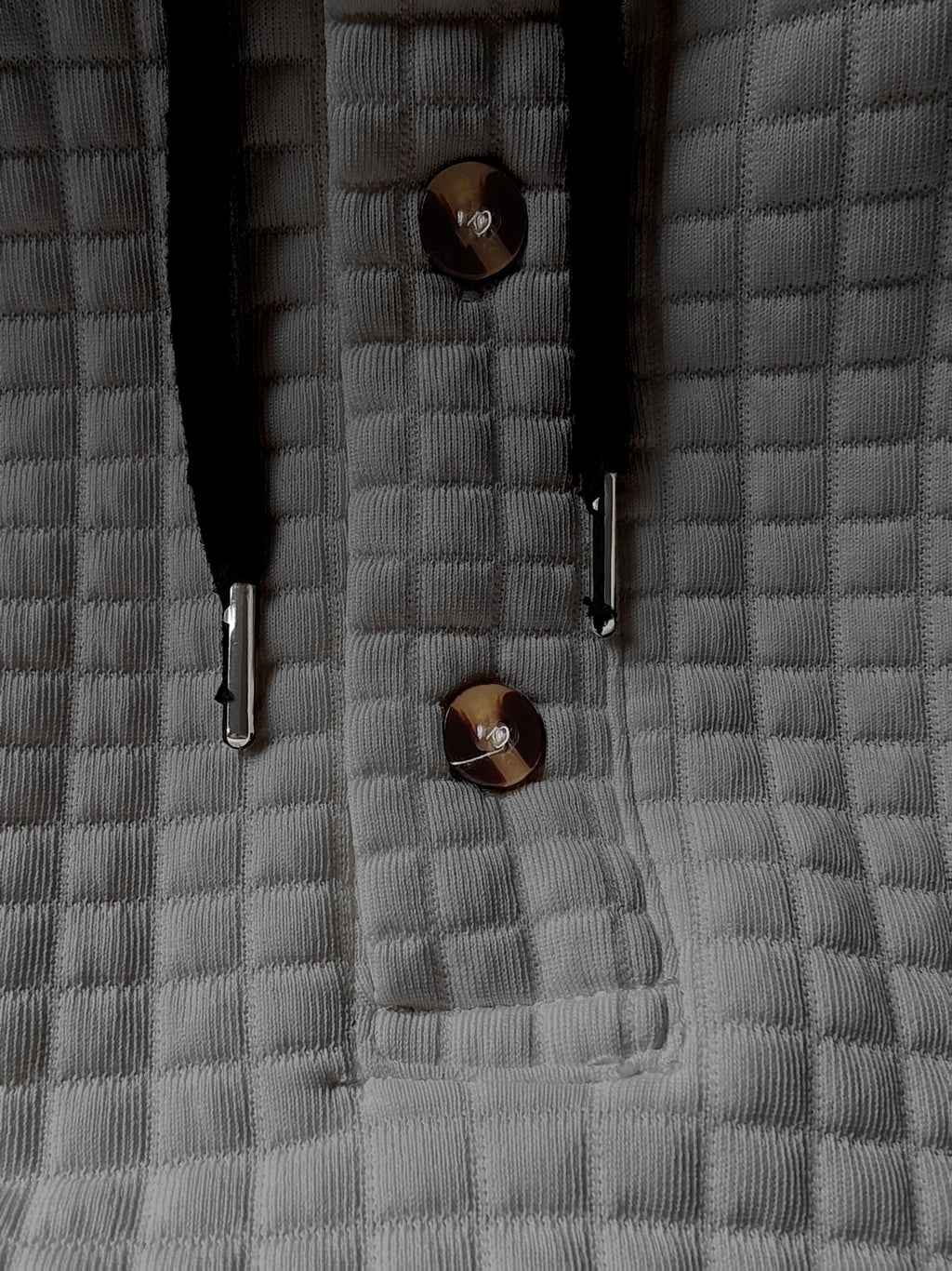 Men'S Fashion Hooded Sweatshirt, Autumn/Winter New Long Sleeve Half-Open Cardigan Top, Niche Small Checkered Jacquard Comfortable Warm Fabric, Solid Color Knit with Hood Craft Trendy Men'S Clothing, New Fabric Craft Design - Grey