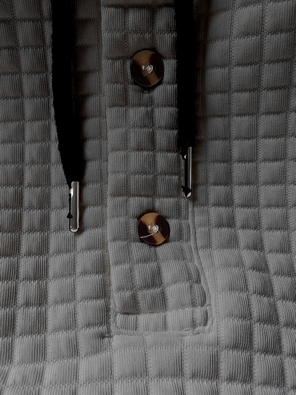 Men'S Fashion Hooded Sweatshirt, Autumn/Winter New Long Sleeve Half-Open Cardigan Top, Niche Small Checkered Jacquard Comfortable Warm Fabric, Solid Color Knit with Hood Craft Trendy Men'S Clothing, New Fabric Craft Design - Grey