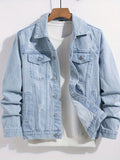 Men's Denim Jacket, Trendy Brand, Ripped, European and American Street Style, Loose Fit, Vintage Style,  Versatile Light-Colored Jacket - Bright Steel Blue