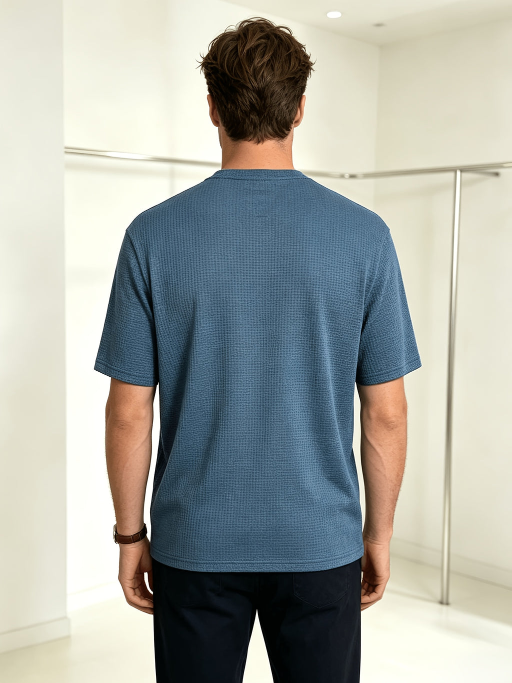 2026 Summer New Textured Breathable Quick-Dry Basic Short Sleeve T-Shirt, Old Money Style Business Casual Tee for Daily Commute, Sweat-Wicking Versatile Easy Top Available in Multiple Colors - Navy Color