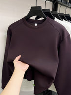 Men's Solid-colored Round-neck Sweatshirt - Plum Purple