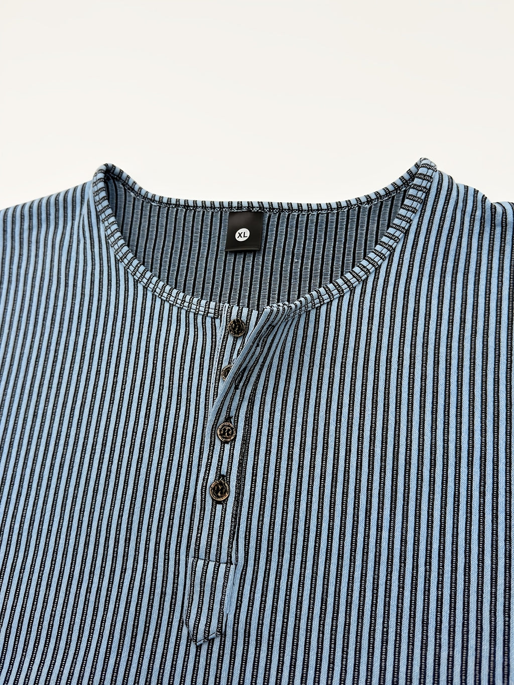 Pearson OBM Men's High-Quality Clothing - Men's Heavy-Duty Henley Shirt - Single-Button Collar & Chest Placket, Casual Button-Front Blouse, Thick, Soft, and Comfortable Fabric, Machine Washable Solid Color Sweater - Versatile for Smart-Casual - Sky Blue