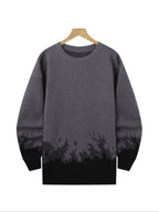 American High Street Gradient Flame Sweater | Trendy Design Knit Top - Black