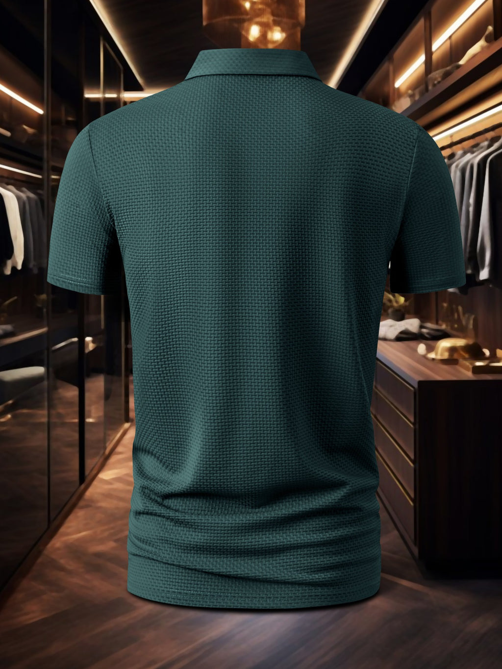 New Fabric Men'S Top, Printed Polo Shirt with Pleat-Press Craft, Premium Summer Sports-Casual Short-Sleeve Solid-Color T-Shirt, Half-Sleeve Top, Ideal for Golf, Fishing, Basketball, Fitness, And Beach Occasions - Green