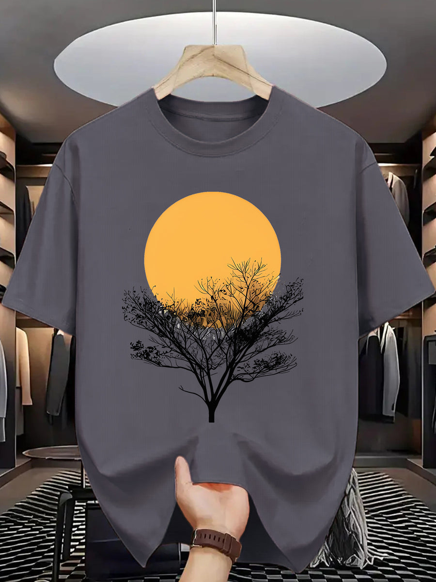 Trendy Printed T-Shirts for Men, Regular Standard Fit Comfortable Short Sleeve Casual Tee, Versatile Everyday Fashion Outfit Top - Slate Grey