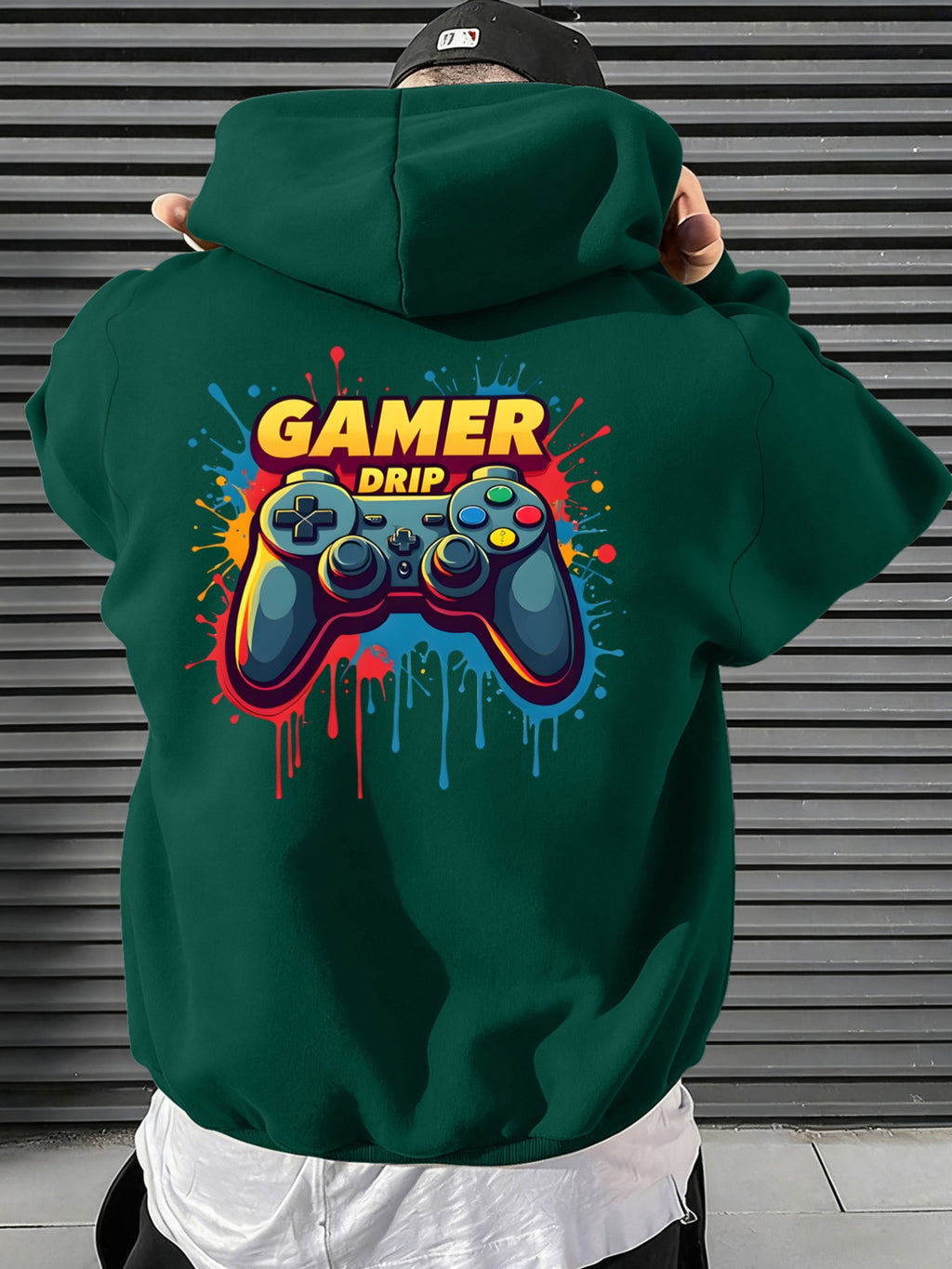 [Christmas Big ] Autumn Winter Men'S Warm Comfortable Hoodie, Y2K Graffiti Trendy Sweatshirt, Classic Practical Kangaroo Pockets, Retro Hip-Hop Street Style Men'S Casual Top, High Comfort Warm Fabric - Dark Green
