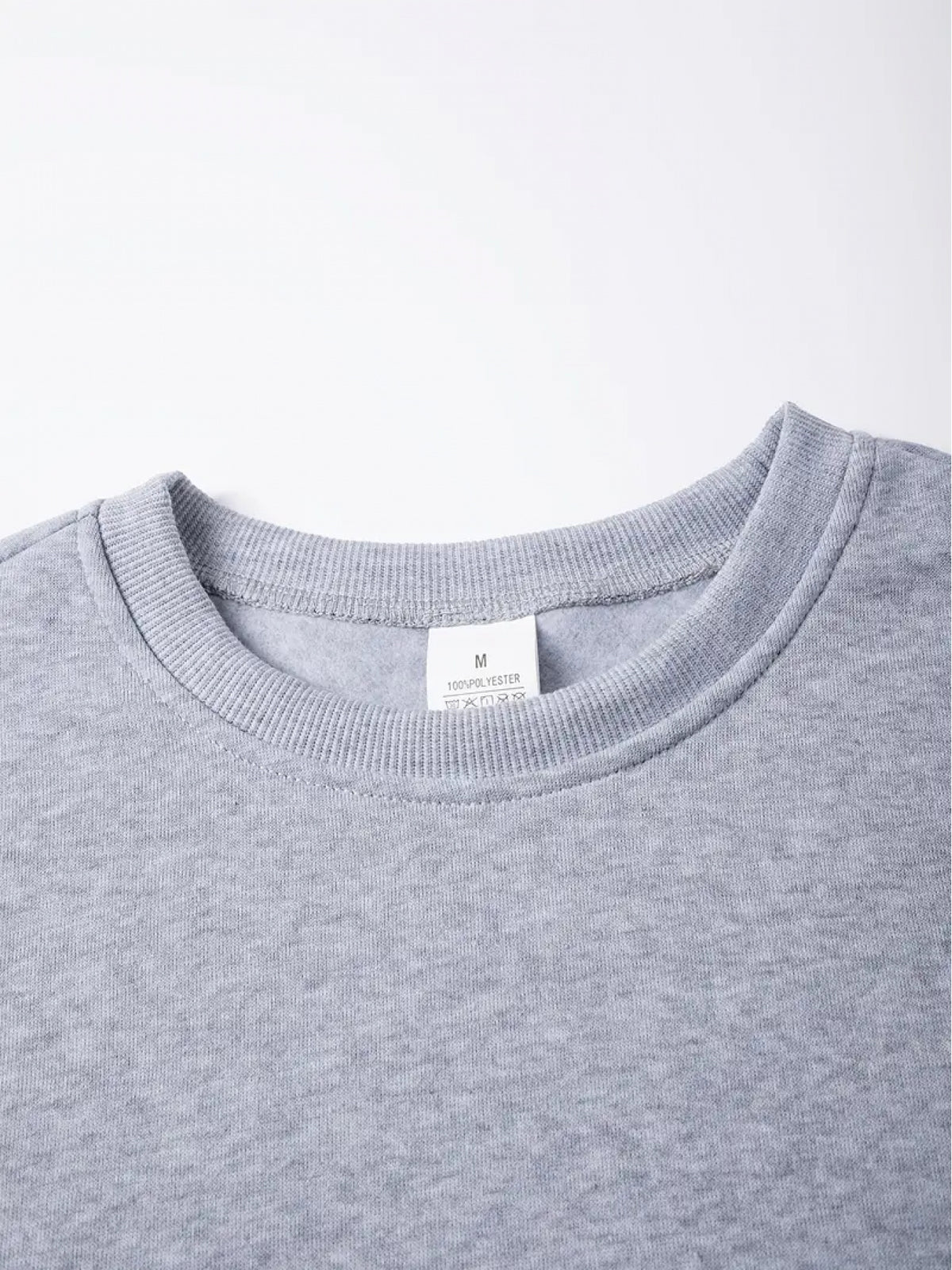 Men's Autumn/Winter Crew Neck Sweatshirt, Loose Fit Fashion, Vintage American Streetwear Print, Soft and Skin-Friendly, Versatile Daily Casual Top - Light Grey