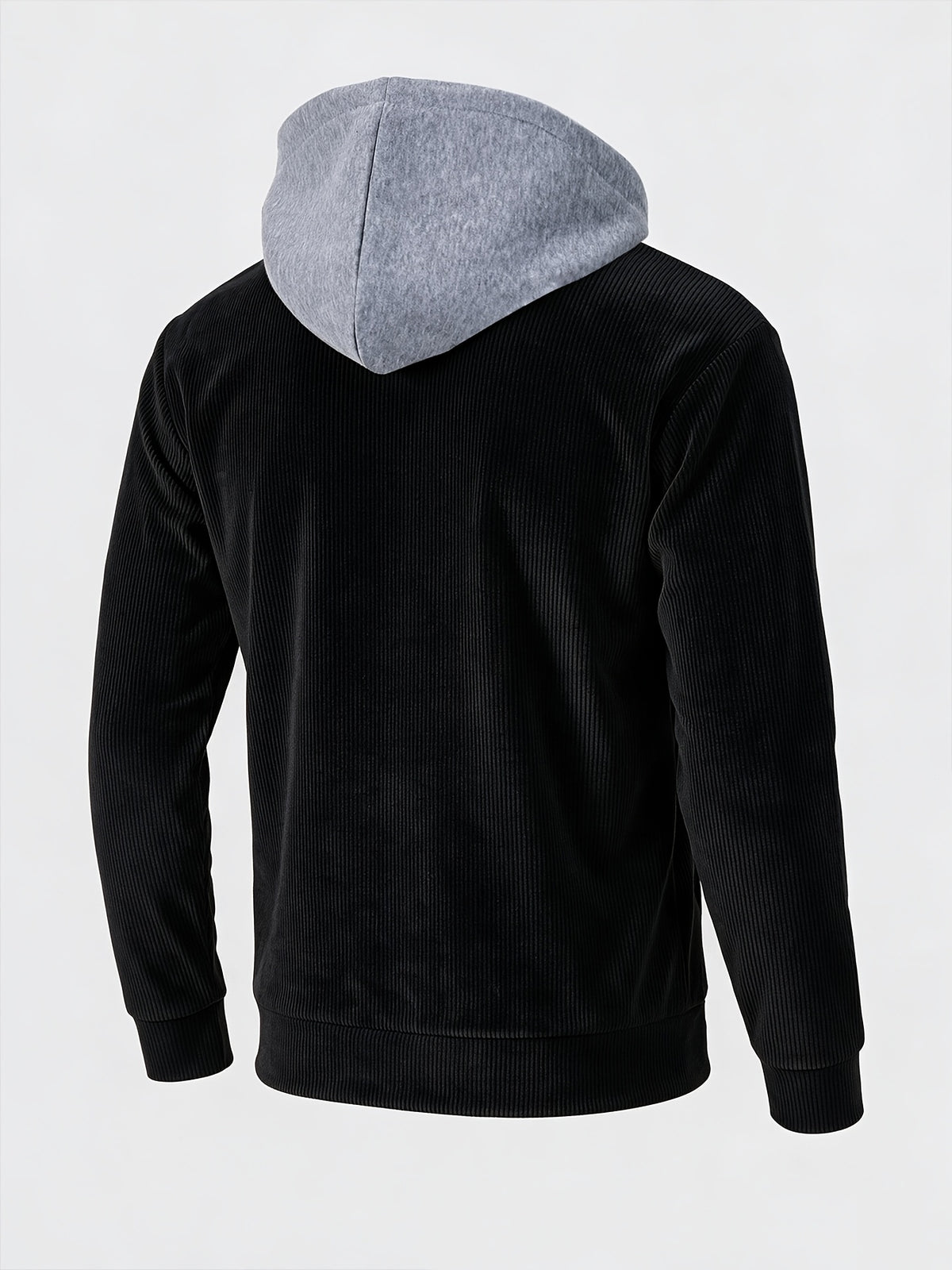 Spring/Autumn Lightweight New Men'S Casual Fashion Multi-Pocket Cargo Hooded Jacket, Detachable Hood Design Men'S Outerwear, Comfortable And Versatile for Various Scenes And Daily Wear - Black